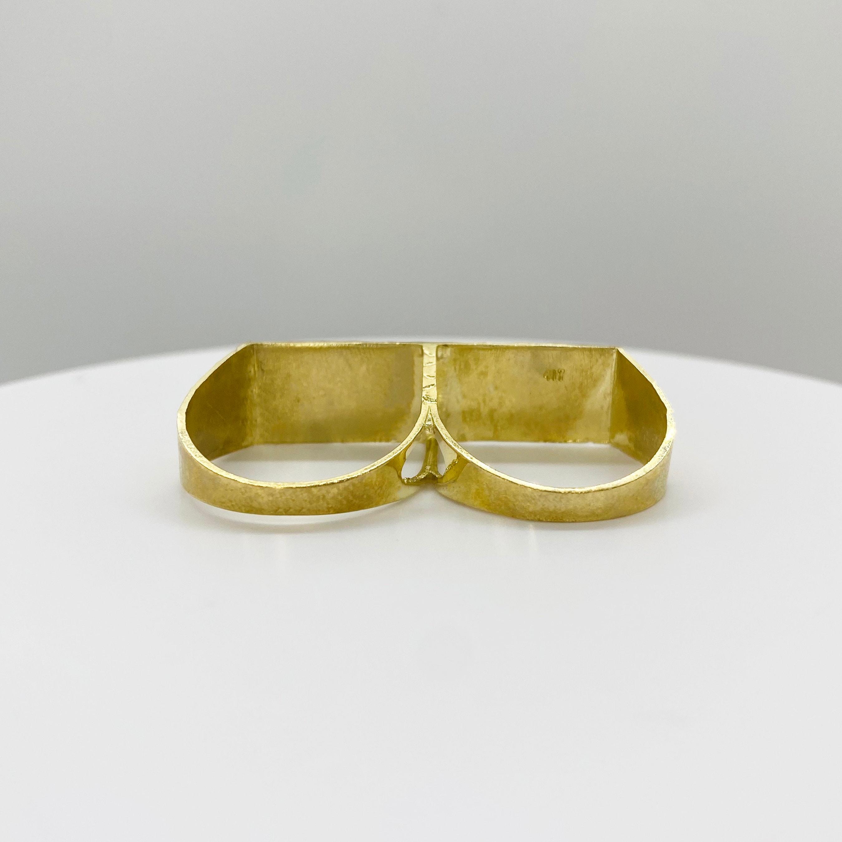 10k Solid Gold Double Finger Nugget Ring for Boy Girl Kids Men