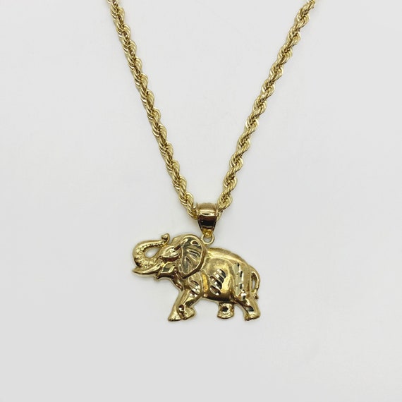 Ciondolo portafortuna elefante in oro giallo, garantito autentico 9