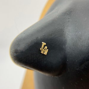 14k Solid Gold LA Los Angeles Sign Ball End Stud Nose Ring