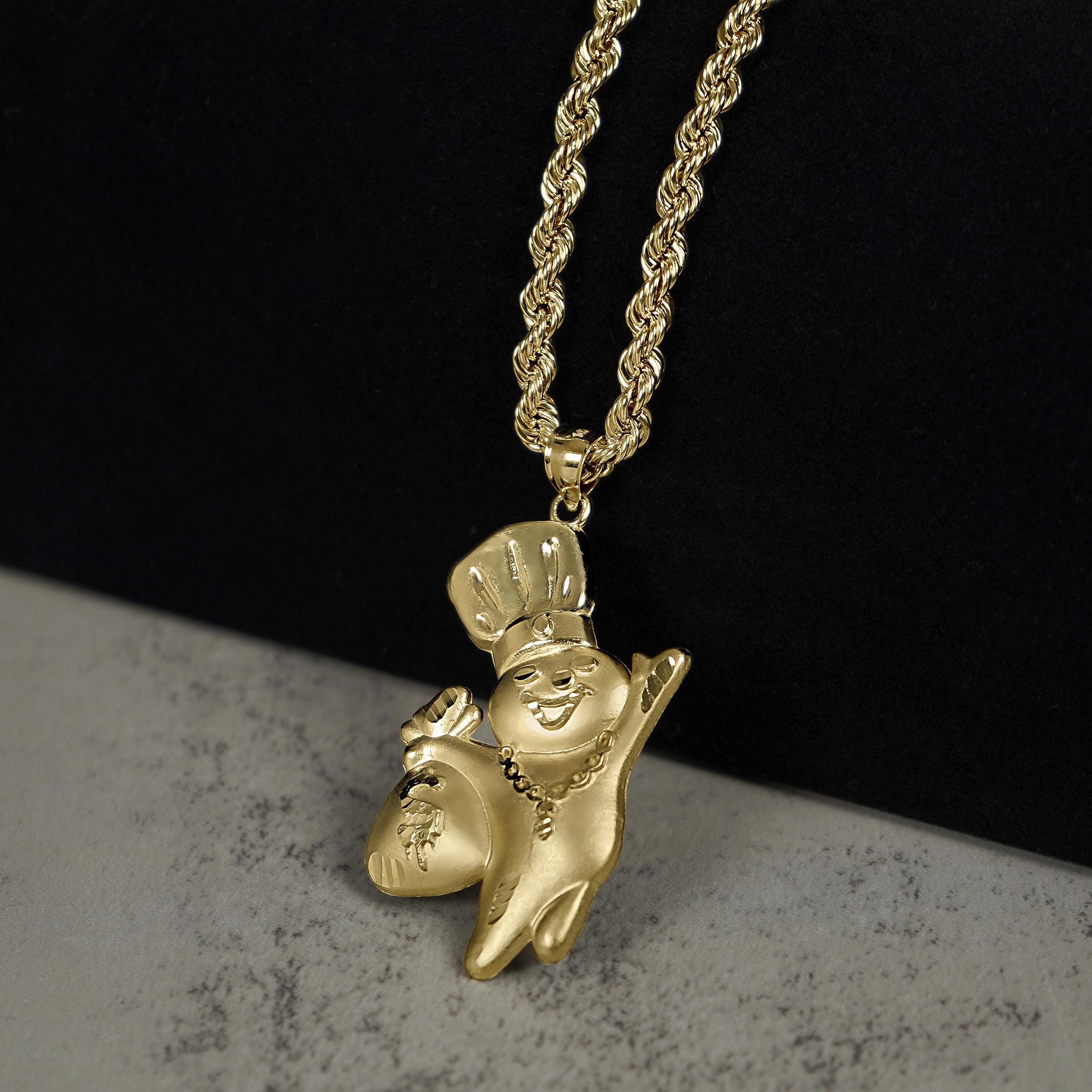 10k Solid Gold Satin Pillsbury Doughboy Moneybag Charm Pendant