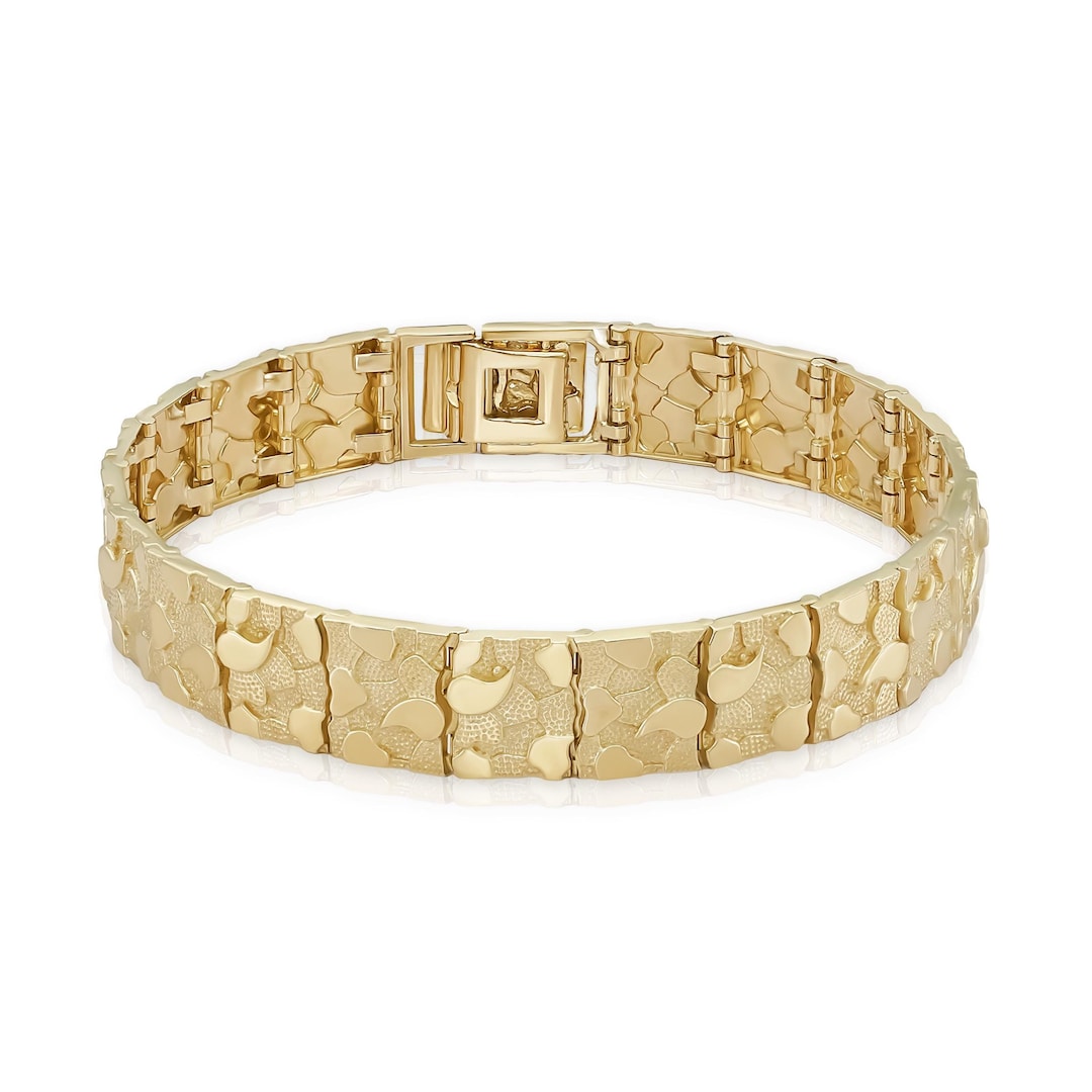10k/14k Solid Gold Nugget Bracelet - Vintage Style Link Chain - Etsy