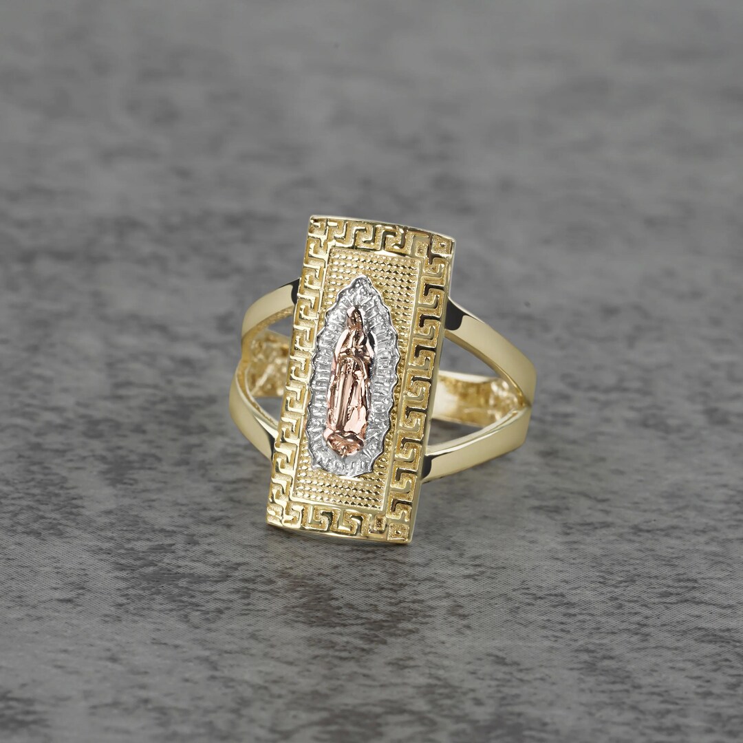 10k & 14k Gold Virgin Mary Rectangle Ring - Etsy