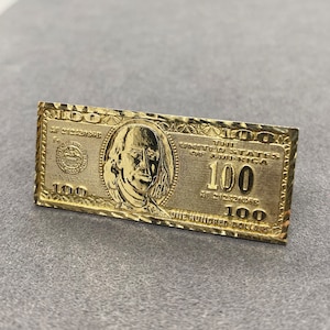 10k Solid Gold Double Finger Ring With 100 Benjamin Hundred Dollar Bill ...