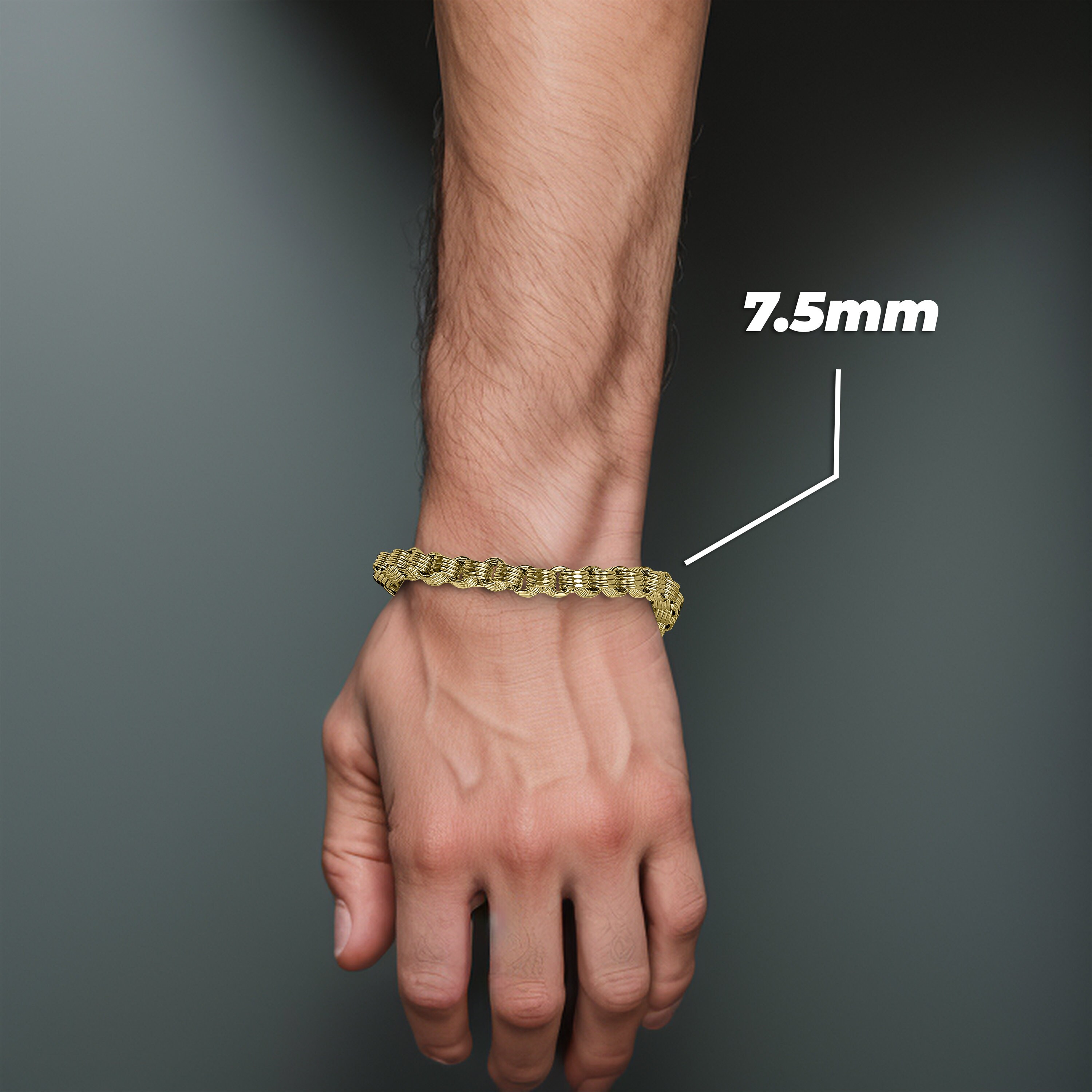 10k Gold Alexander Byzantine Chain Link Bracelet for Men Women