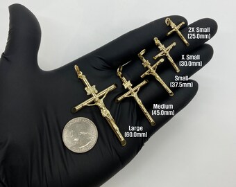 10k 14k Gold Kreuz INRI Jesus Kruzifix Anhänger Halskette Katholischen Religiösen Charme Schmuck Für Männer Frauen, Auf Glauben Basierende Geschenkidee Für Ihn Sie