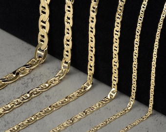 6mm Puffed Mariner Anchor Link Chain Necklace REAL 10K Yellow Gold