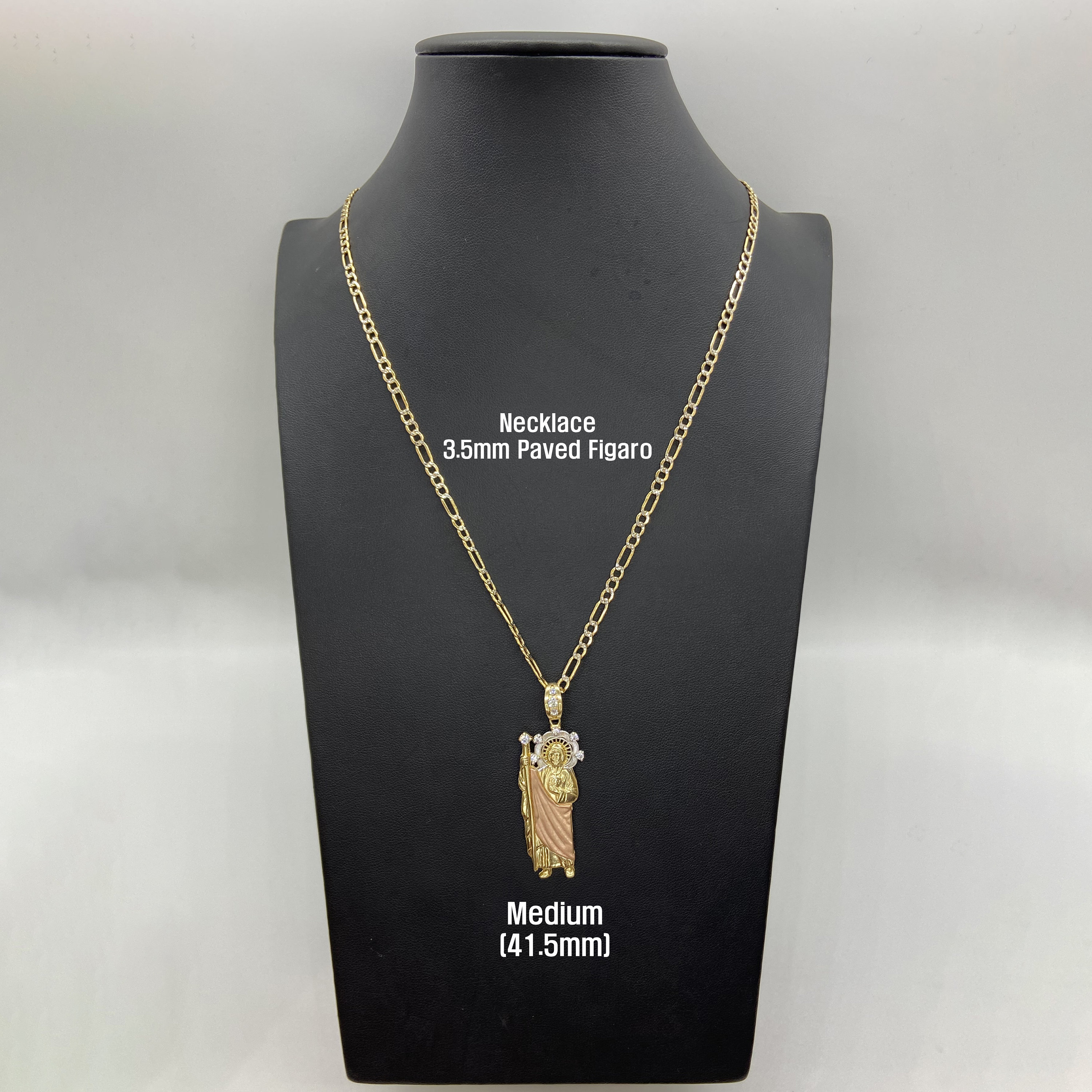 10k & 14k Solid Gold Saint Jude San Judas Tri-color CZ Charm Pendant ...