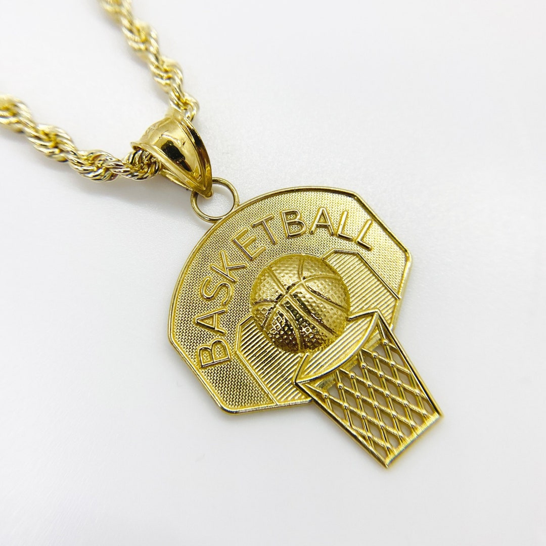 10k Solid Gold Basketball Hoop Charm Pendant Necklace for Men Women Etsy