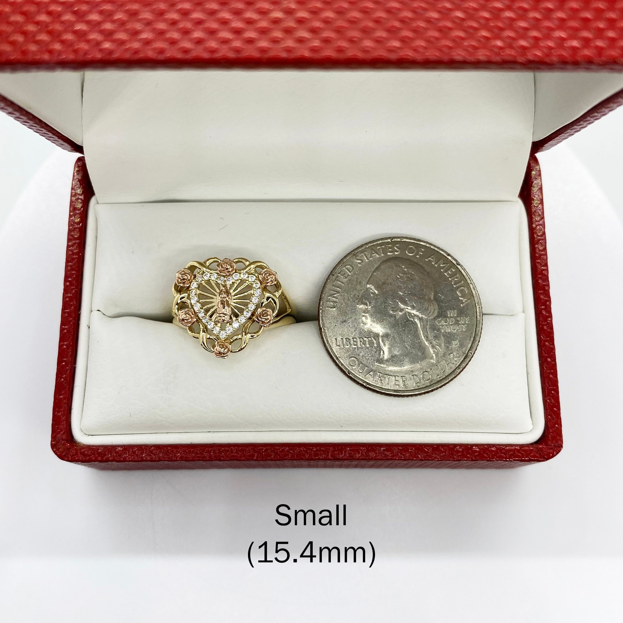10k & 14k Solid Gold Virgin Mary Virgen Maria Lady Guadalupe Rose Heart ...