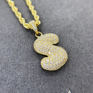 Collar con colgante de letra inicial del alfabeto en oro macizo de 10 k con circonita cúbica para hombres y mujeres, regalo de joyería personalizado, diseño personalizable
