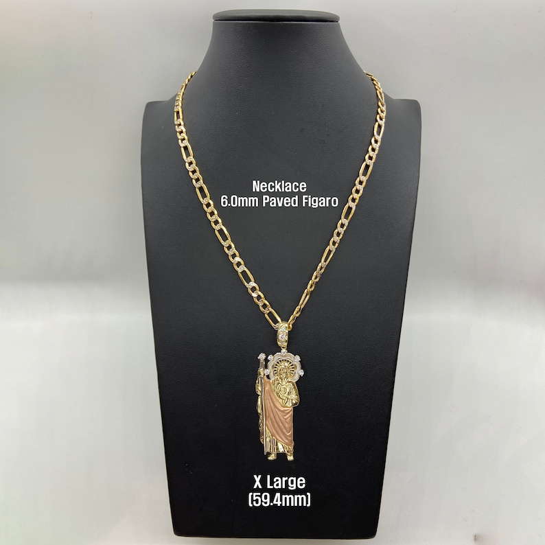 10k & 14k Solid Gold Saint Jude San Judas Tri-color CZ Charm Pendant ...