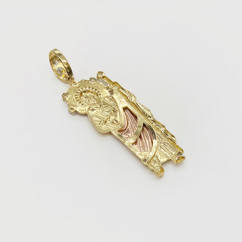 10k & 14k Solid Gold Saint Jude San Judas Tri-color CZ Charm Pendant ...