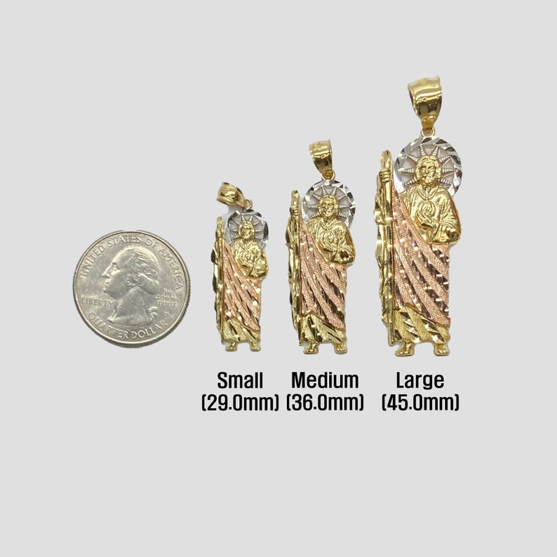 10k & 14k Solid Gold Saint Jude San Judas Tricolor Charm Pendant ...