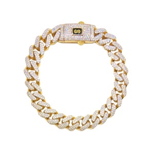 10k Gold Iced Out Miami Cuban CZ Link Bracelet for Men Women