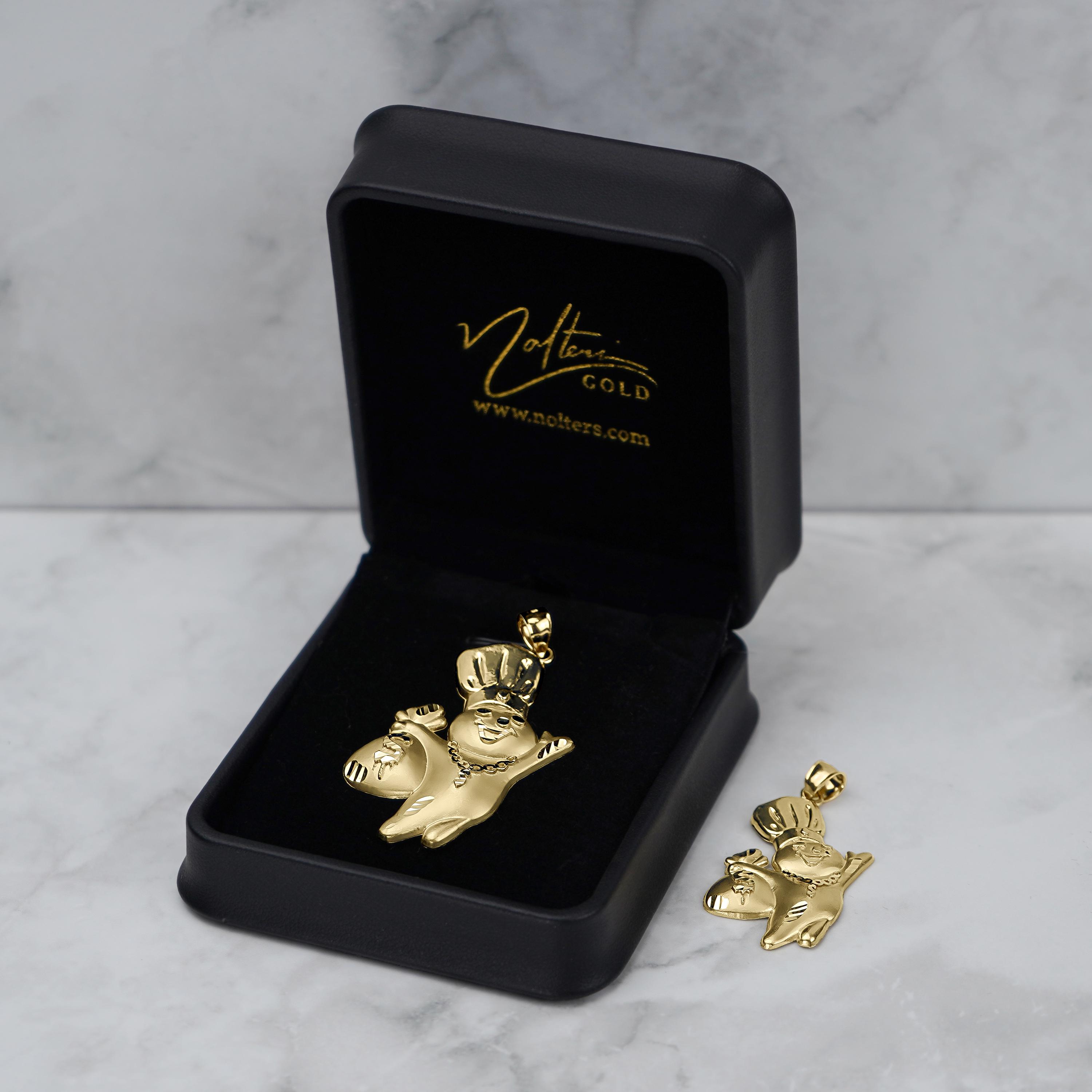 10k Solid Gold Satin Pillsbury Doughboy Moneybag Charm Pendant