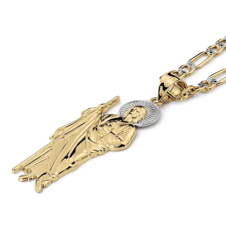 10k & 14k Solid Gold Saint Jude San Judas Two-tone Charm Pendant ...