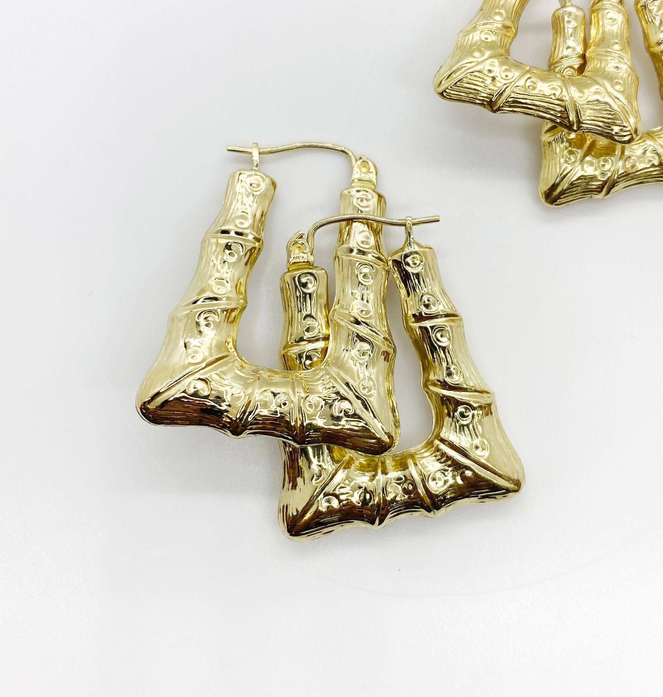 Bamboo Earrings Triangle Etsy UK