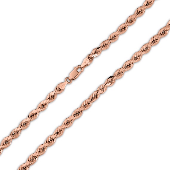 Collana Con Catena A Corda In Oro Rosa 10K / Collana In Oro Vero Taglio - Foto 10