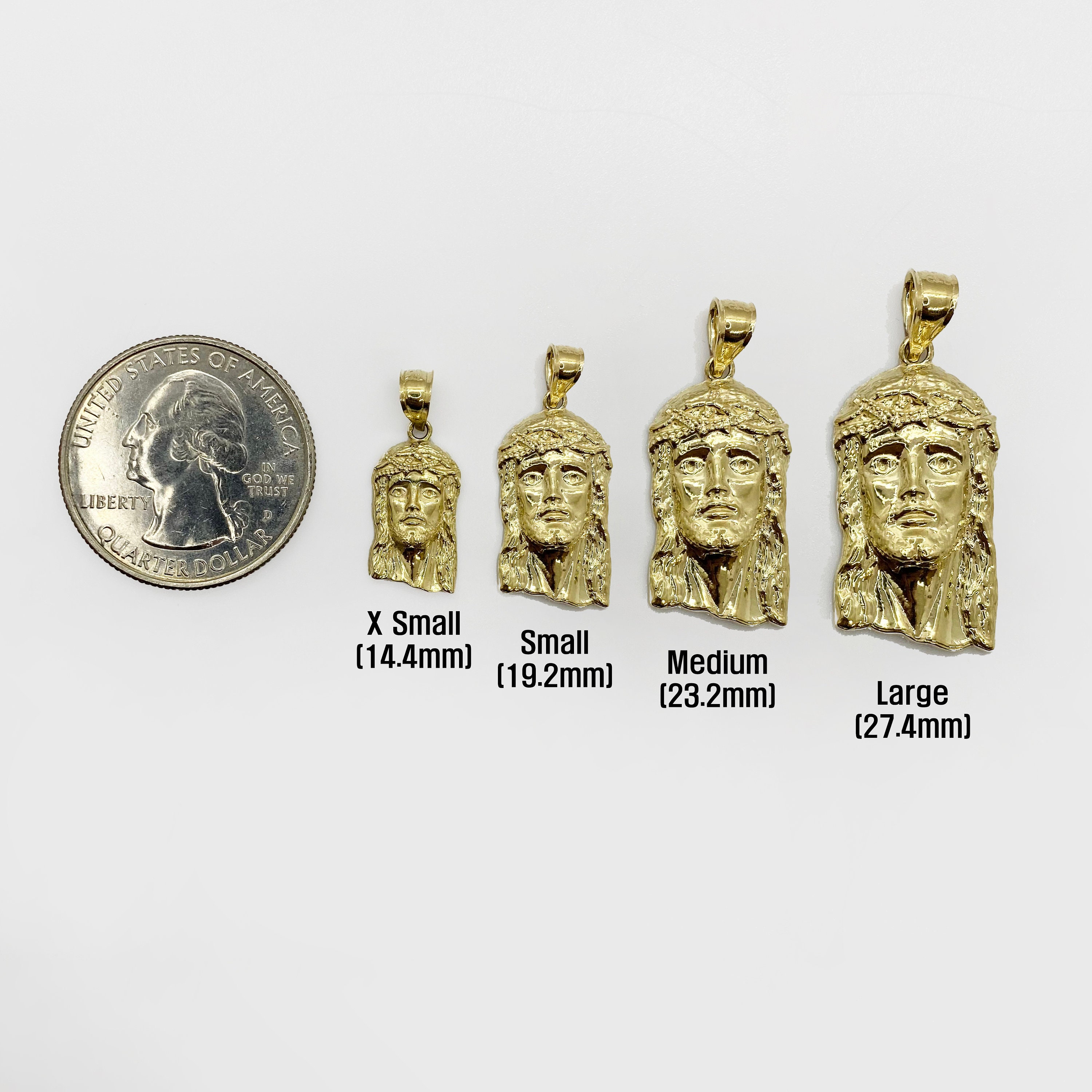 10k Gold Jesus Kopf Anhänger Mit Kubanischem Link Detail