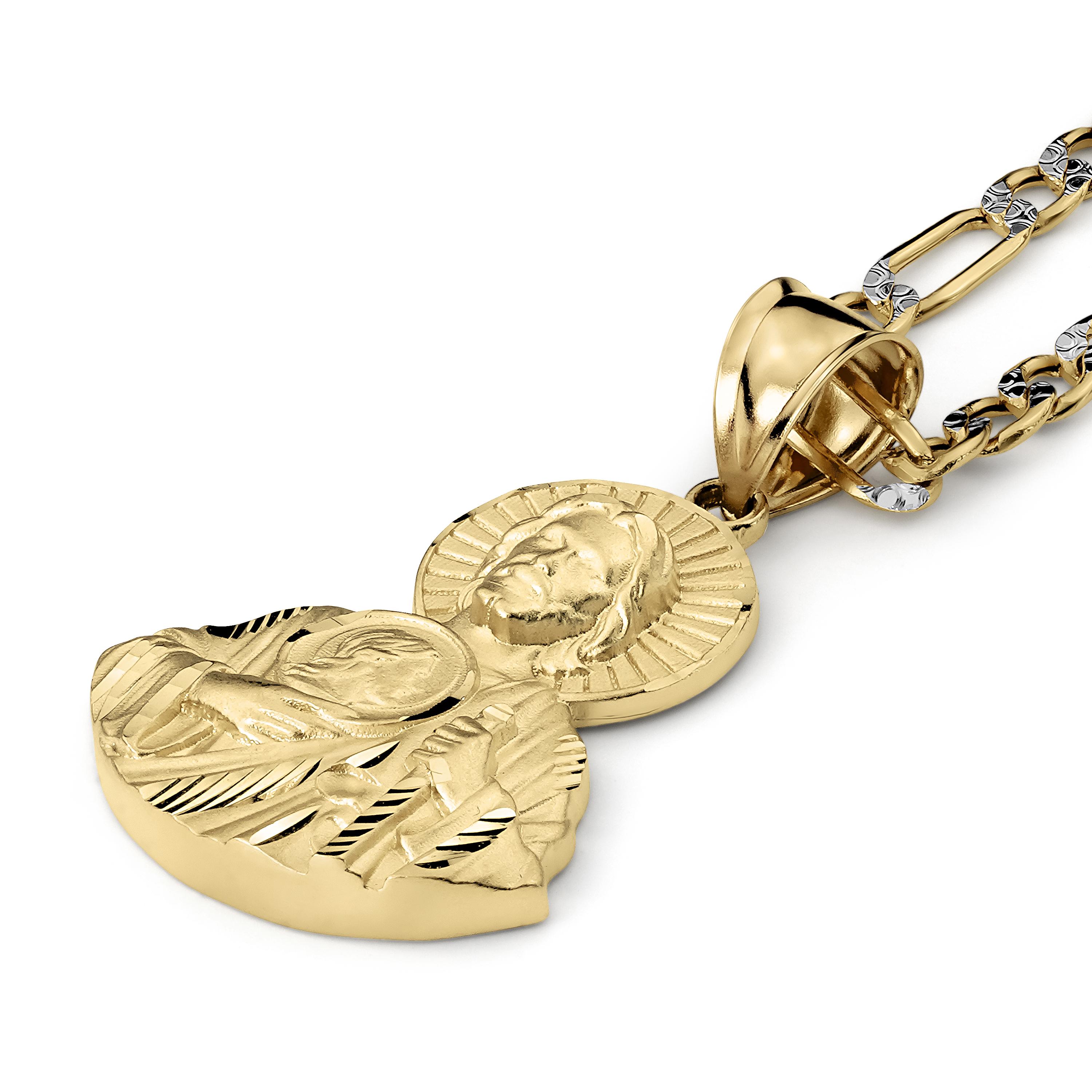 14k Solid Gold Saint Jude San Judas Matte Satin Half Body Charm Pendant ...