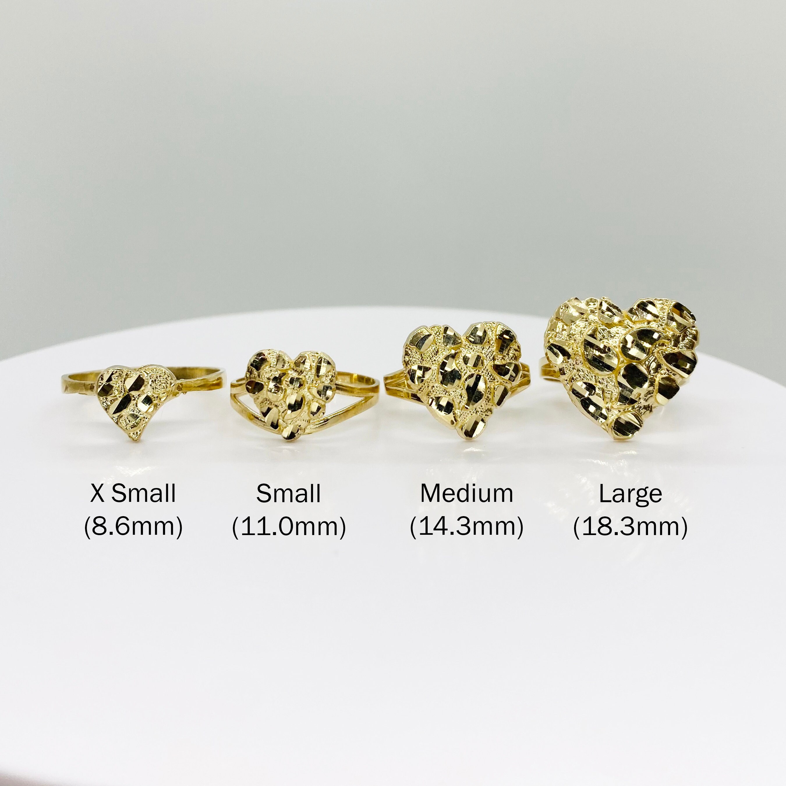 thumbnail interactive-video image 1 of Real Solid 10K Yellow Gold Women's Nugget Heart Ring – Sizes 5 To 9.5 1 of 6