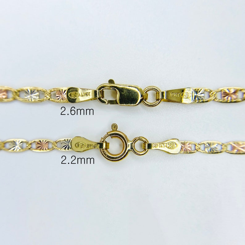 10k Solid Gold Tricolored Slim Valentino Link Bracelet Anklet Etsy