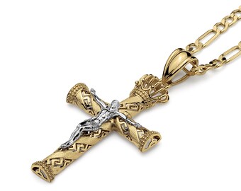 14k Gelbgold Jesus Kreuz Kruzifix Anhänger