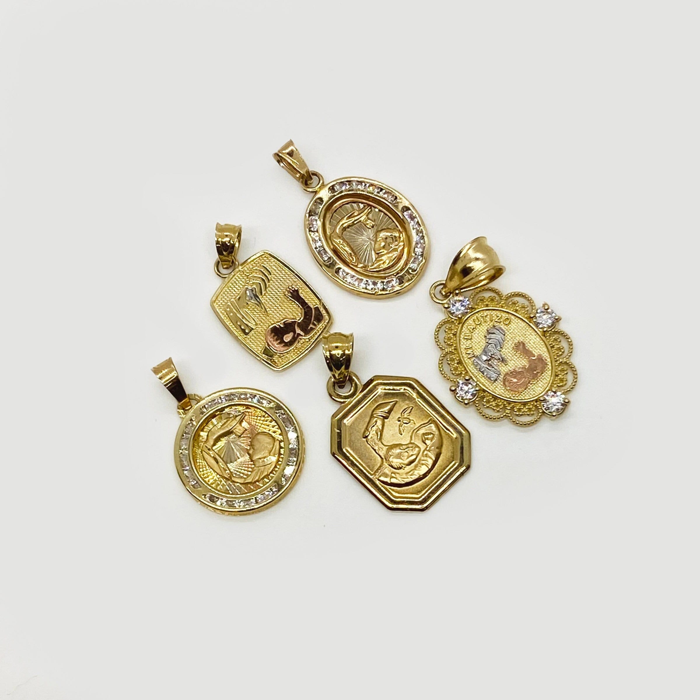 14Kソリッドゴールド洗礼バウティズモ宗教ペンダントチャームチェーンネックレス。赤ちゃん、新生児、幼児用。特別な機会に最適なギフトです。 - Etsy  日本