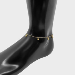 10k Solid Gold Slim Ball Round Circle Charm Link Chain Anklet for Girl Women / Delicate Gold Anklet, Perfect for Everyday Wear for Her