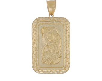 Collar con colgante de oro de 10 quilates de lujo Pamp Suisse Lady Fortuna, regalo para hombre y mujer
