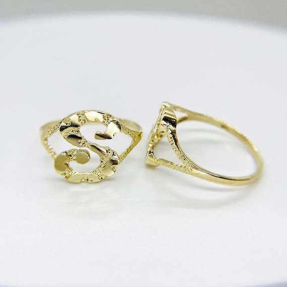 10k Solid Gold Custom Initial Nugget Slim Band Ring for Men Women Letter Signet Jewelry Gift Slim Gold Initial Ring for Boy Girl Her Him Etsy Canada