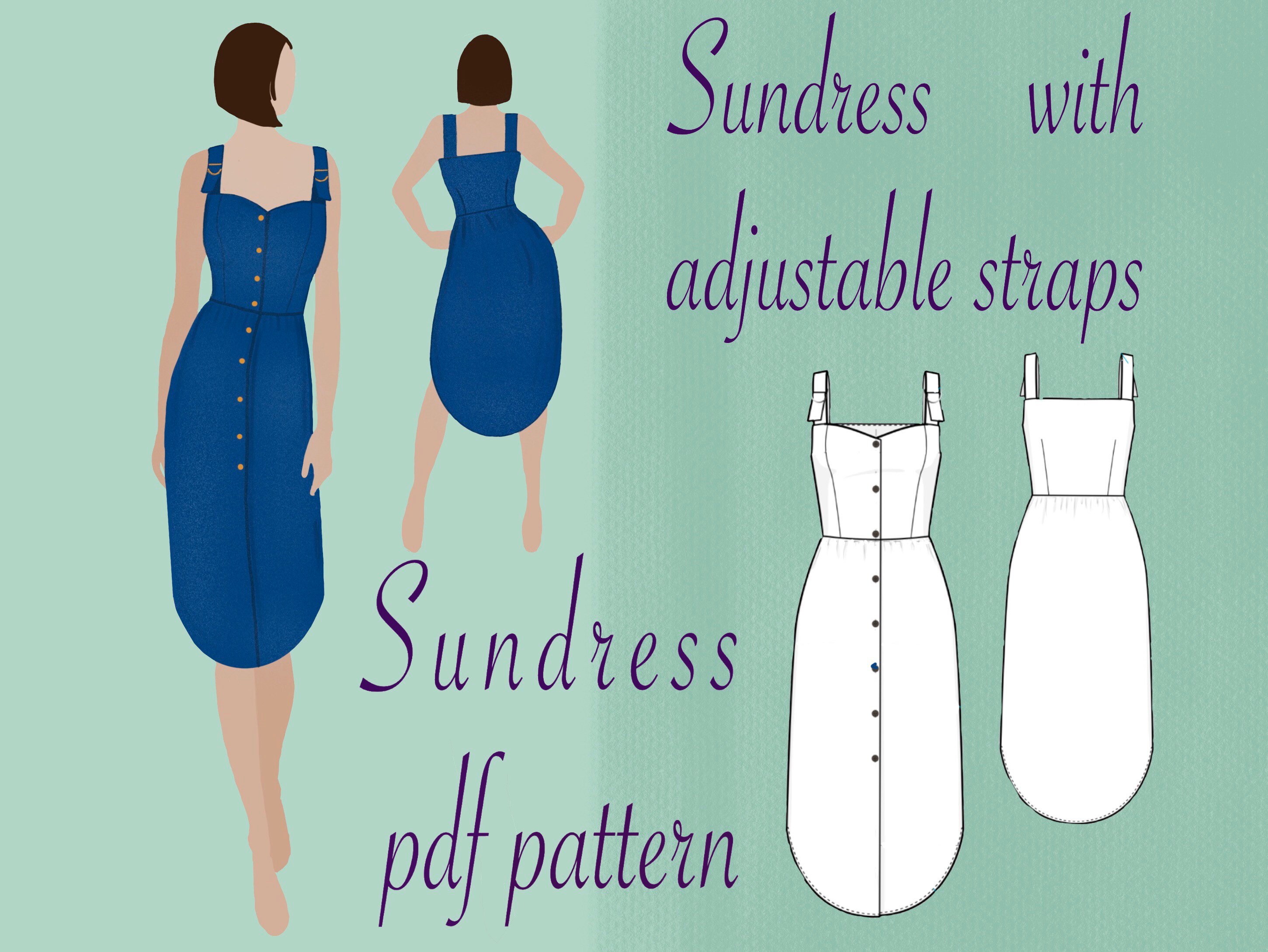 Sundress sewing pattern 2 4 sizes pdf pattern | Etsy