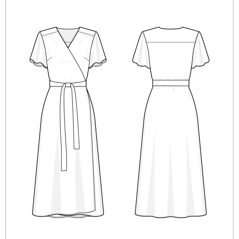 Wrap dress sewing pattern pdf pattern | Etsy