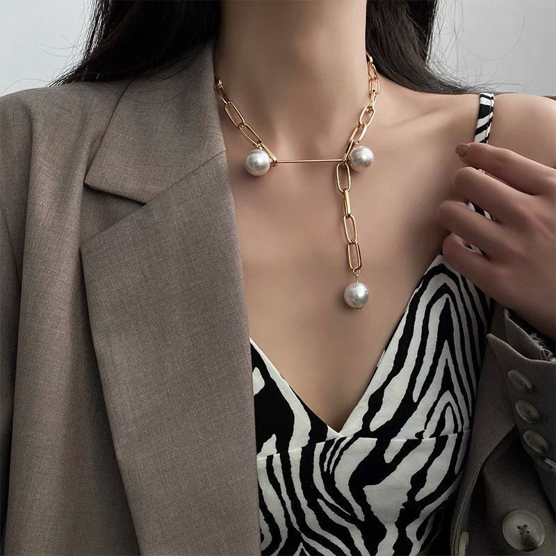 Antique Necklace.pearl Choker.gold 
