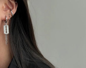 BTS fan gift. Blade tassel earrings. Street wear earrings. Kpop earrings. Men’s earrings. Unisex earrings. Valentine’s gift