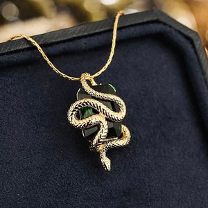 Gold Plated Water Drop Crystal Multicolor Zircon Snake Pendant Necklace. Cool necklace. Slytherin Fans gift image 4