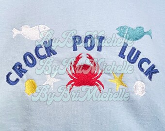 Crock Pot Luck Midnight Mass Embroidered Sweater