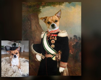 Custom royal pet portrait renaissance dog painting pet, Personalized historical portrait, Historical portrait painting from photo