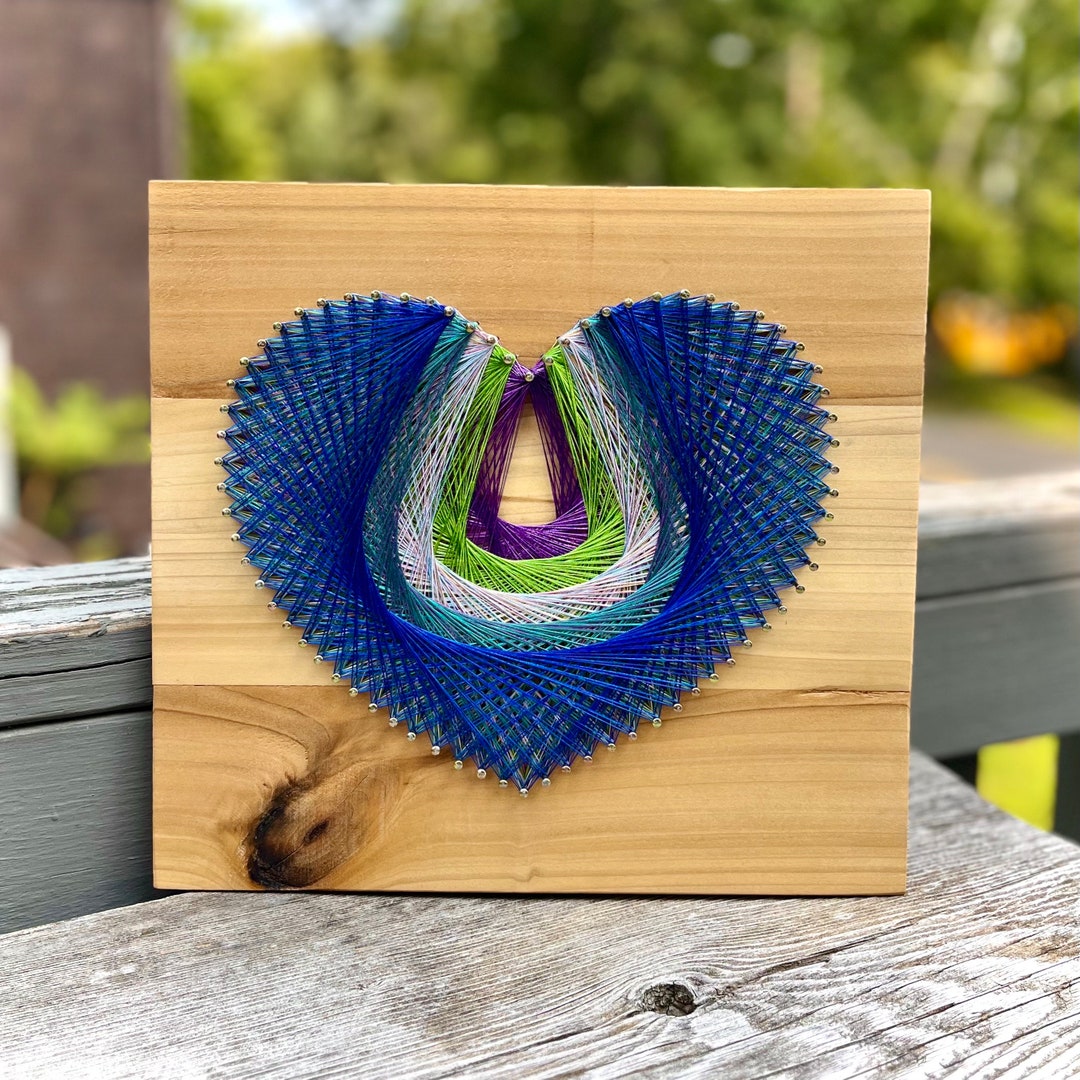 Family Birthstone Colors Custom String Art Heart, Handmade Birthday ...