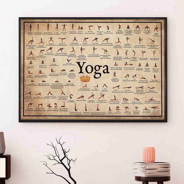 Yoga poster, Yoga Poses Poster, Iyengar Yoga Asanas, Yoga Prints Poster, Vintage  Yoga  Posters, Yoga Lover Gift