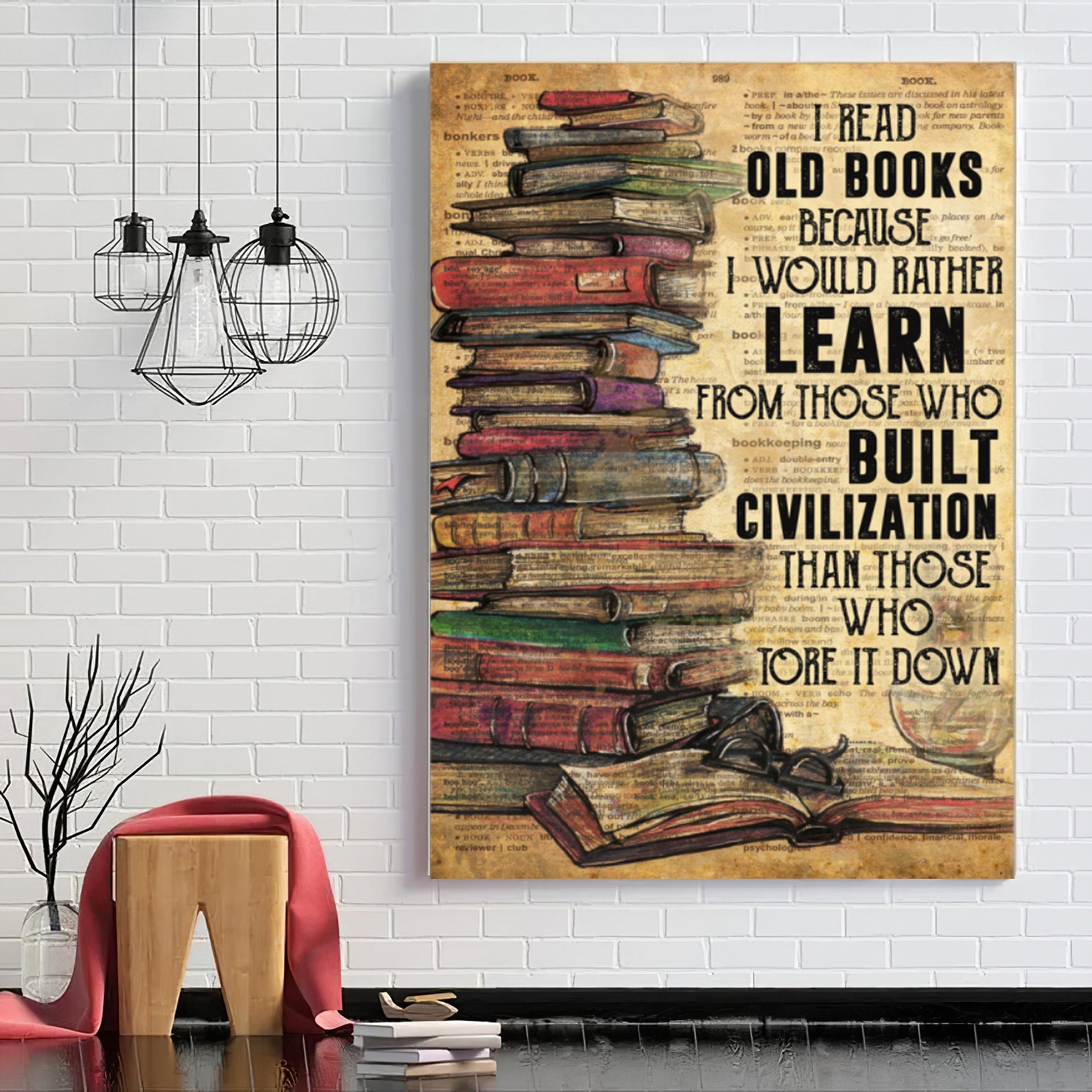 Reading Poster, I Read Old Books Poster, Bookish Gifts, Book Lover Poster, Reading Book Lovers