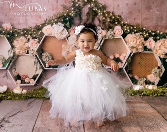 white newborn dress