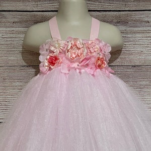 Pink Floral Birthday Tutu Dress for Girls Wedding Flower Girls Parties Outfit for Toddlers Baby Girls Kids
