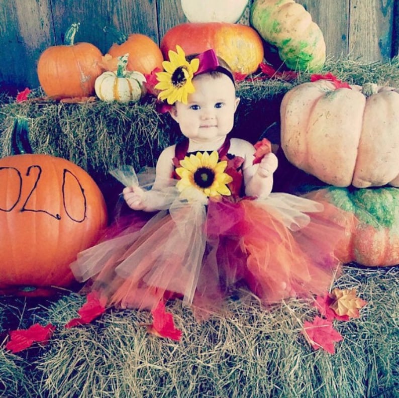 Fall Autumn Fairy Tutu Dress Sunflower Halloween Costume image 2