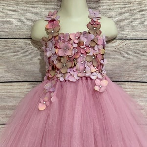 Rosy Mauve Tulle Princess Dress: Flower Girl Wedding Outfit