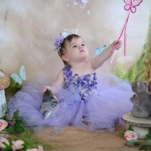 Lavender Pastel Birthday Tutu Dress for Girls Princess Light Purple Flower Girl Wedding Party Outfit for Toddlers Baby Girls Kids