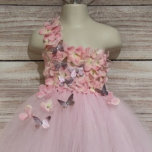 Pink Butterfly Birthday Tutu Dress for Girls Wedding Flower Girls Parties Outfit for Toddlers Baby Girls Kids
