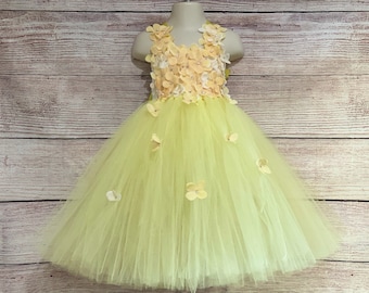 Soft Yellow Tutu Dress: Handmade Flower Girl Outfit