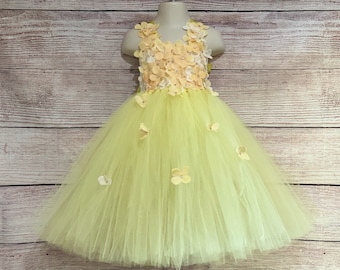 Soft Yellow Princess Birthday Tutu Dress for Flower Girl Wedding Outfit Bumble Bee Baby Maze Outfit for Toddlers Baby Girls Kids