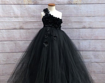 Black Birthday Tutu Dress for Girls Princess Flower Girl Wedding Parties Outfit for Toddlers Baby Girls Kids